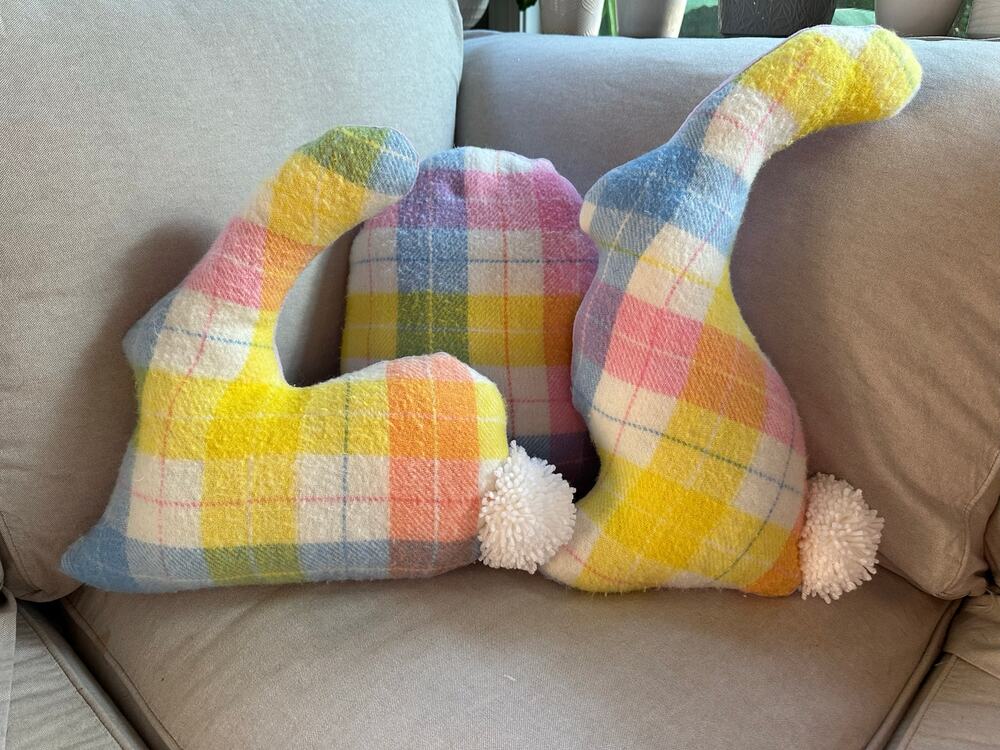 3 Handmade spring bunny pillows